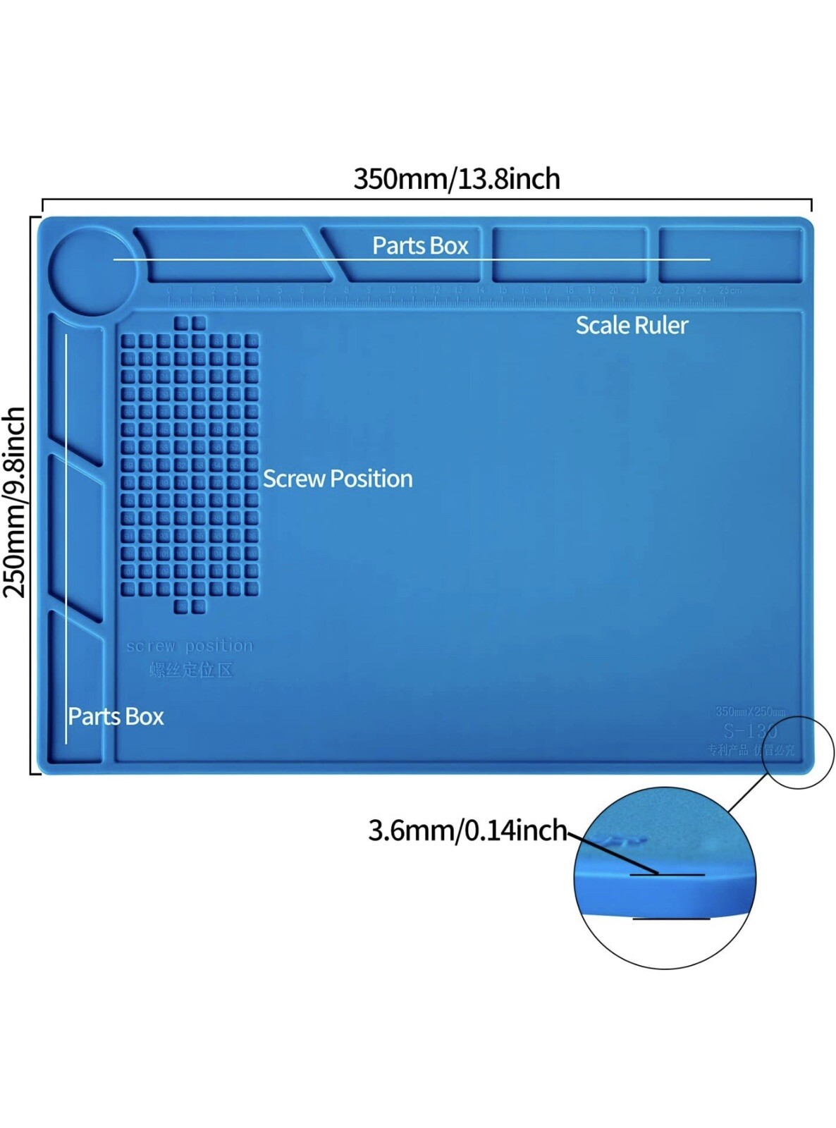 GH0722 Watch Repair Tool Mat Pad Anti-slip Rubber Sheet for Work Desk