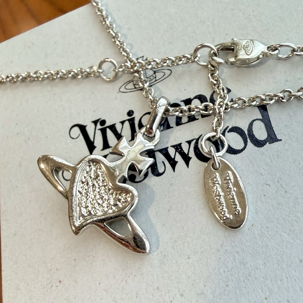 Vivienne Westwood Diamante Heart Necklace Black Authentic Popular Reissue