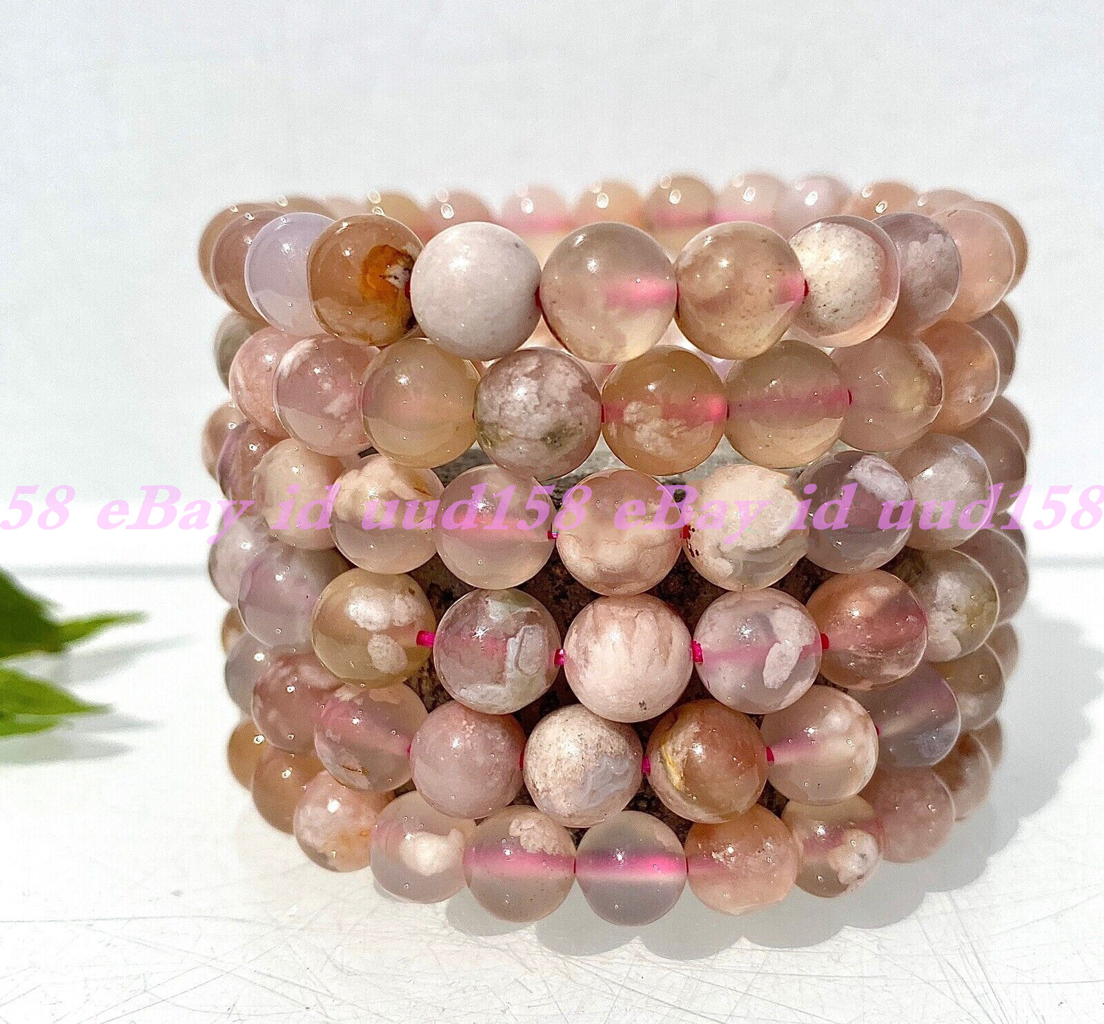 Wholesale 6 Pcs Cherry Blossom Flower Agate 8mm 7.5” Stretch Bracelet Natural