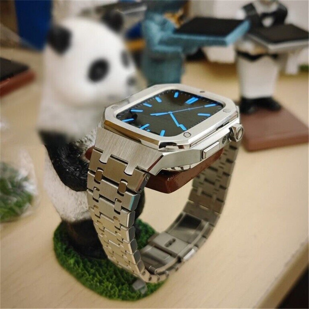 For Apple Watch Series 10 Stainless Steel AP Mod Kit Case Band Strap Cover 46mm