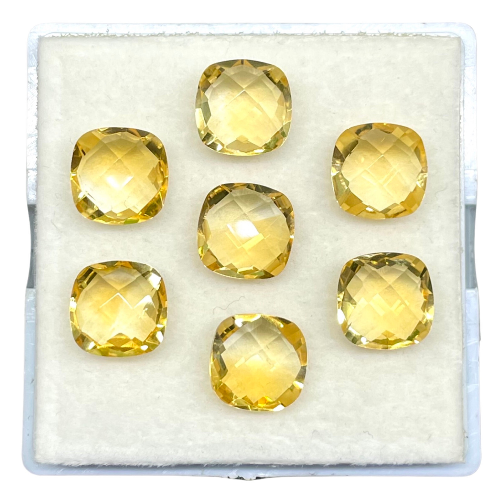 VVS 7 Pcs Natural Citrine 10mm Cushion Checker Cut Loose Gemstones Lot