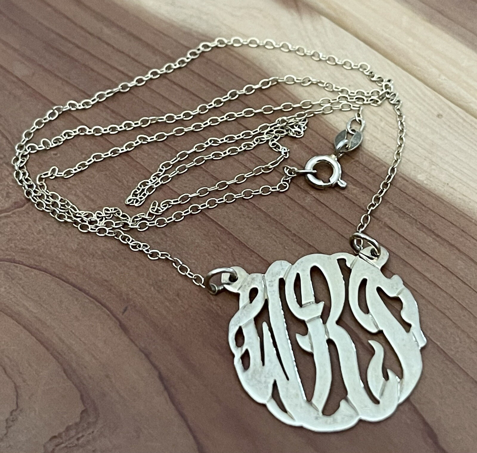 Gold Vermeil Over 925 Sterling Personalized 3 -Initial Monogram 1” Necklace 20”