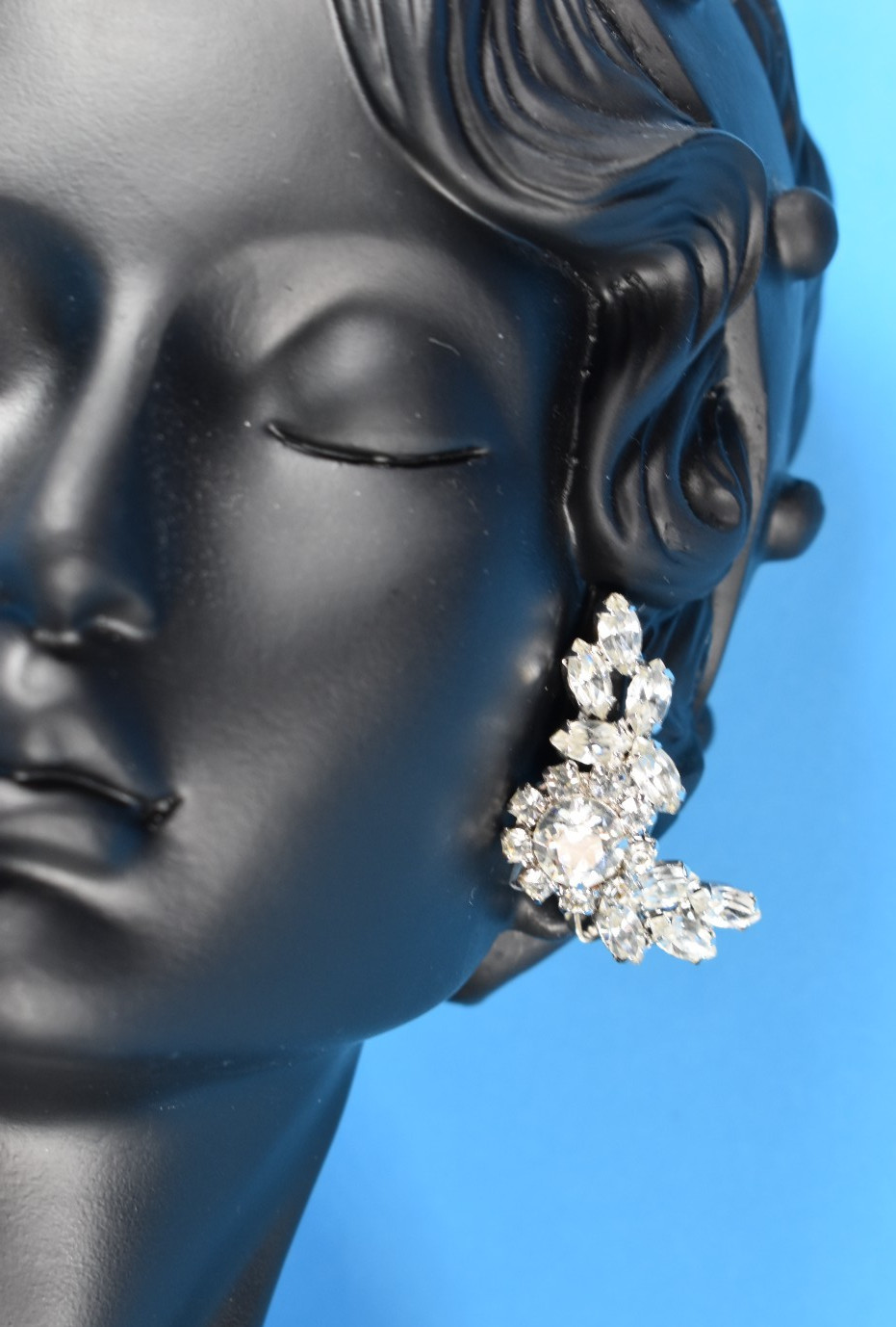 Vintage Quality Bridal Special Occasion Rhinestone Clip-on Earrings 1.5″