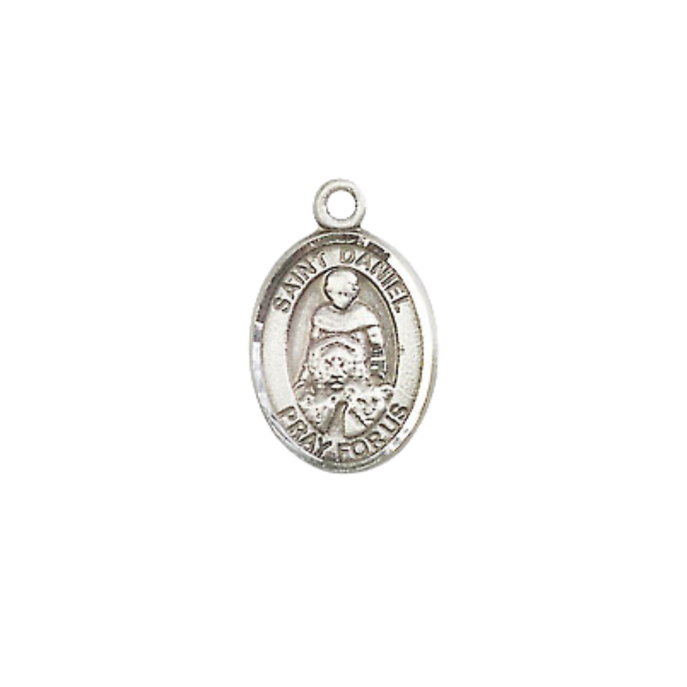 Small Pewter Saint Daniel Medal Pendant 18″ Lobster Claw Chain Catholic Necklace