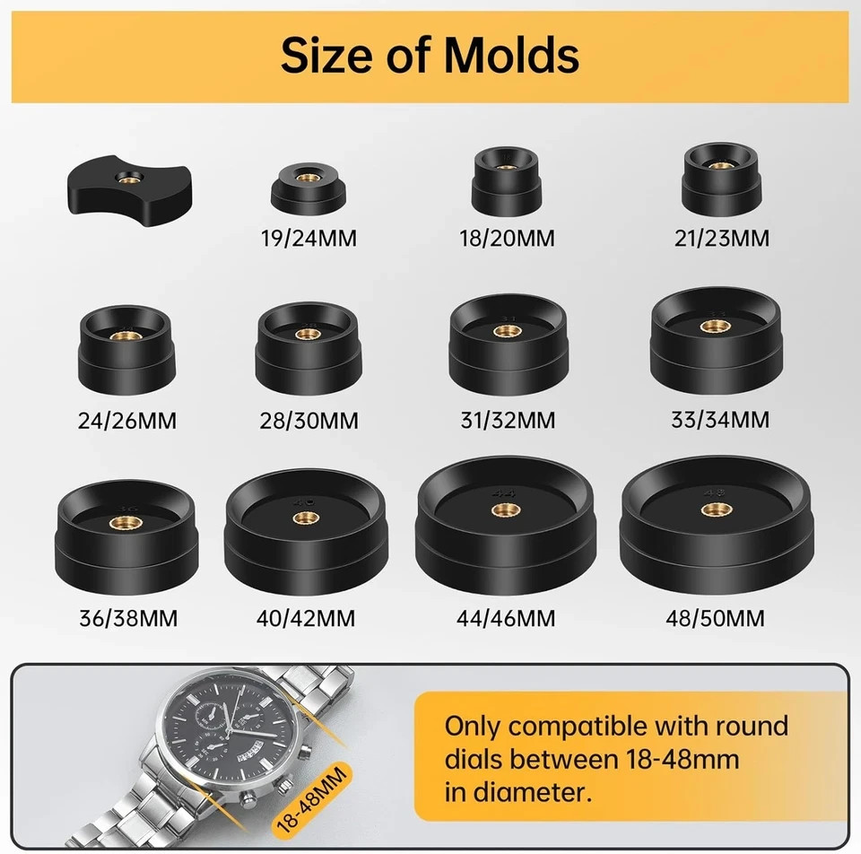 16Pcs Watch Press Tool Set, Back Case Closer for Closing Watch Cover, Watch Batt