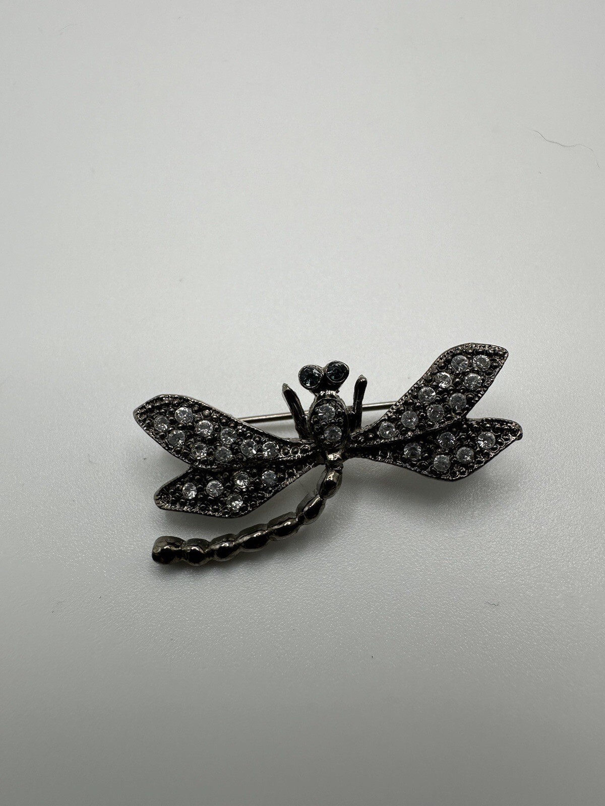 Silver Rhinestone Dragonfly Brooch 3.6 x 2.4 cm BB4