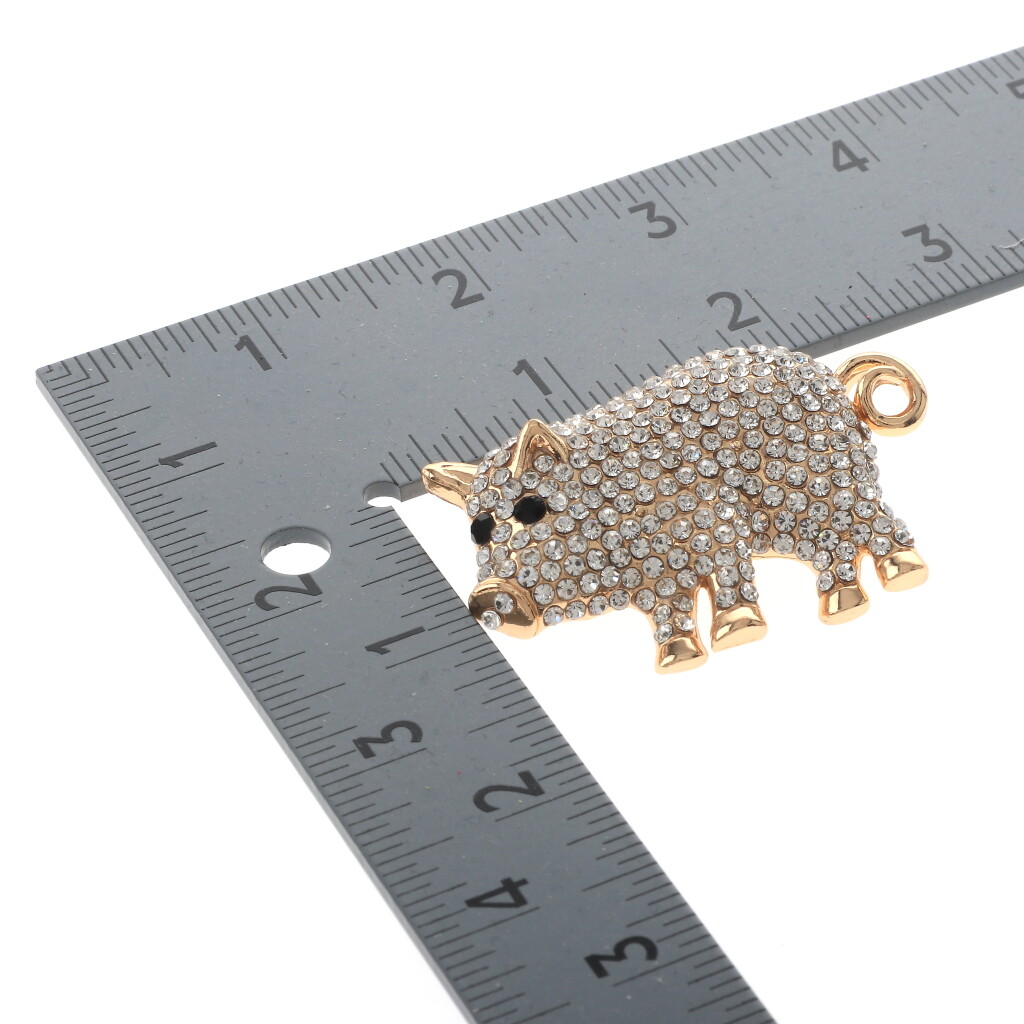 Gold Tone Metal Crystal Pig Brooch P1497-GCL