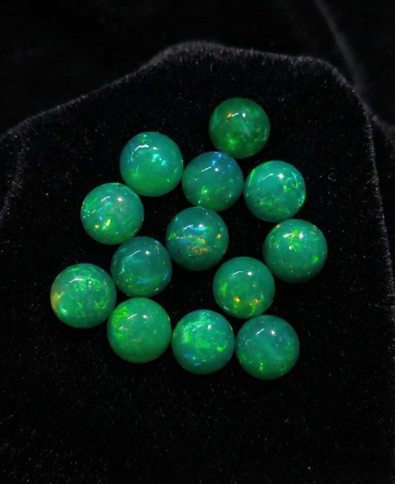 Natural Green Ethopian Opal Round Cabochon 3mm To 10mm Loose Gemstone
