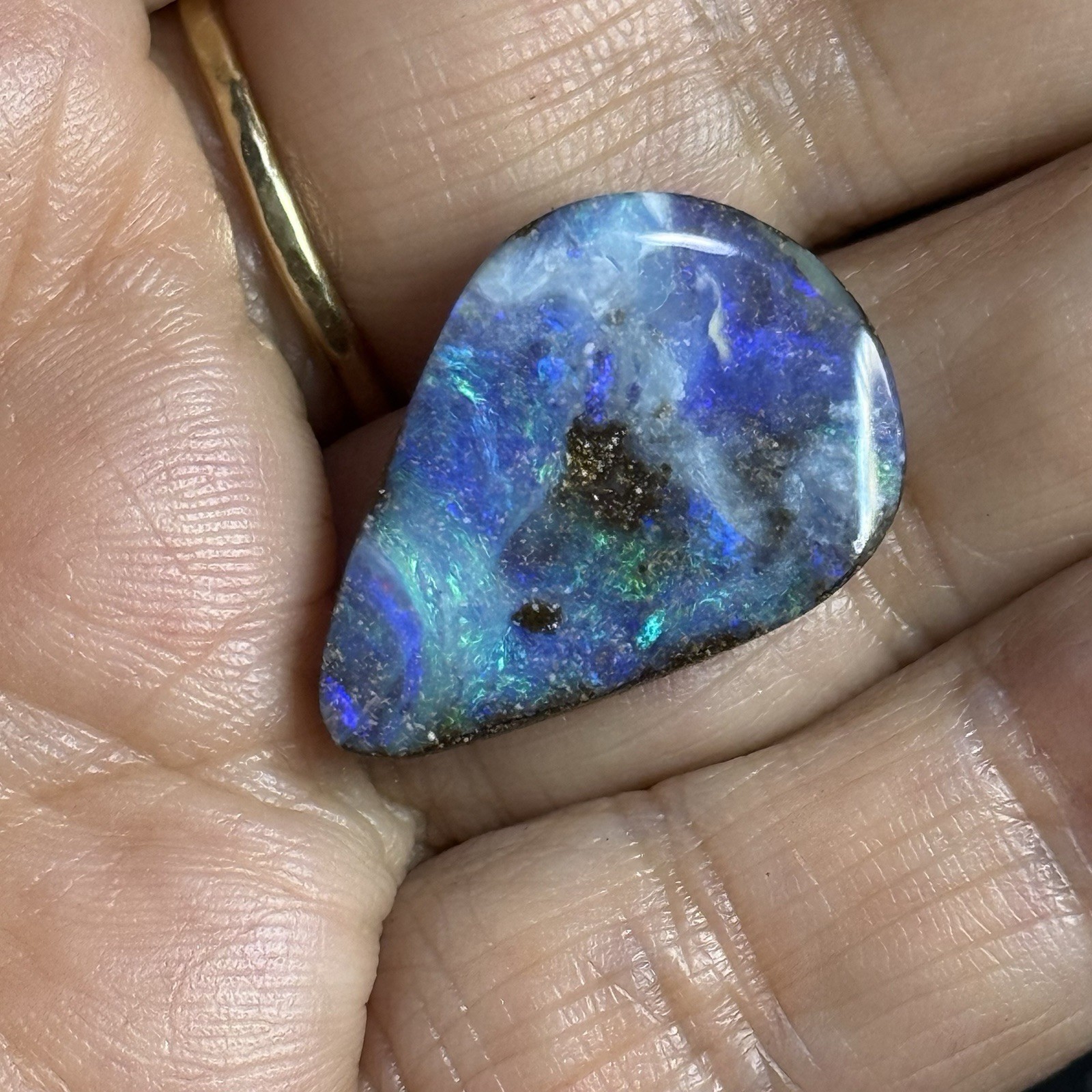 13.45ct 23.9x17x4.5mm Caribbean Blue Australian Boulder Opal Teardrop Cabochon