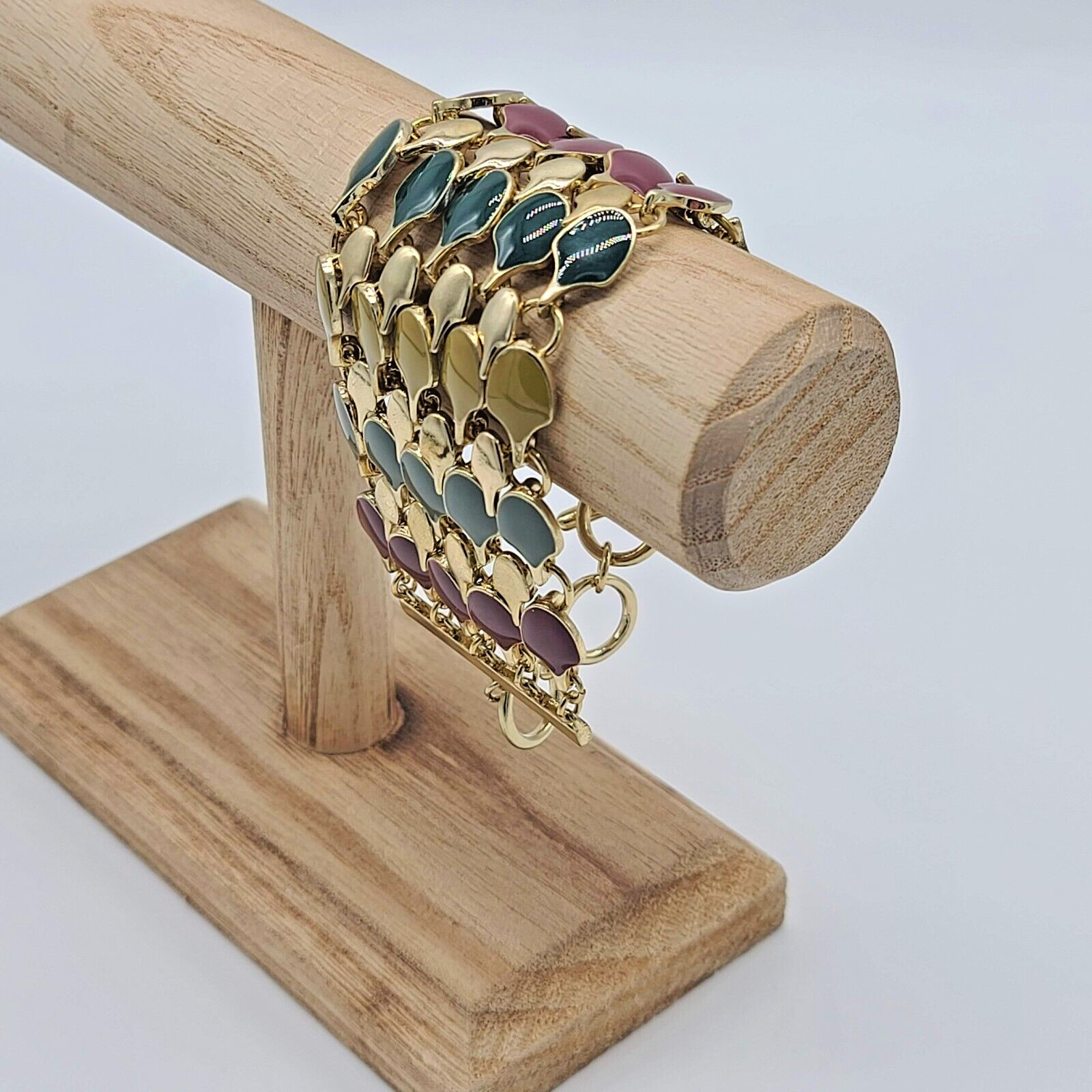 7 Charming Sisters “Status Update” Multicolor Enamel & Gold Toggle Bracelet