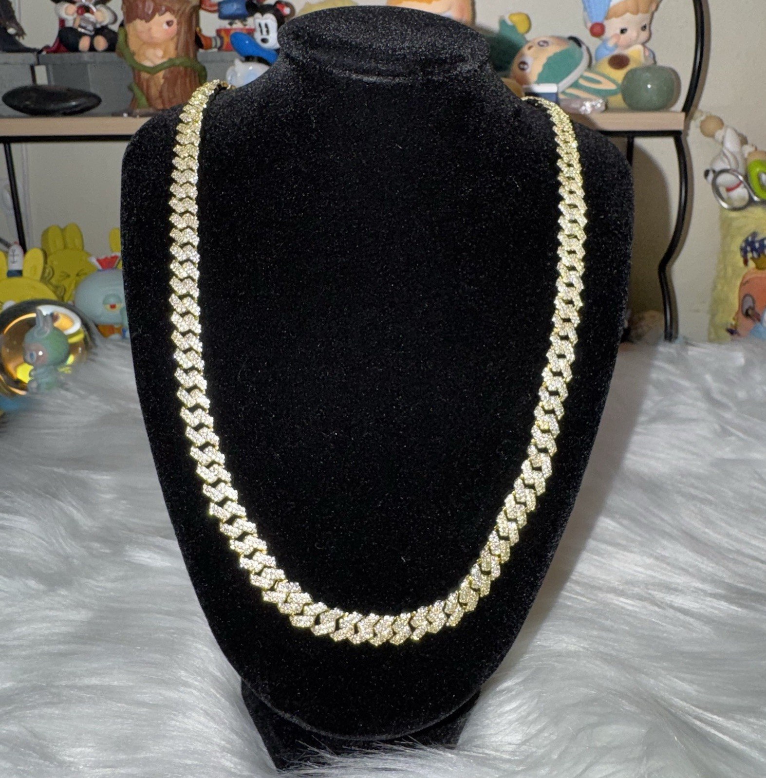 Iced out Moissanite Cuban Link Chain Necklace 20inch, 8.4mm, 14K Stamped