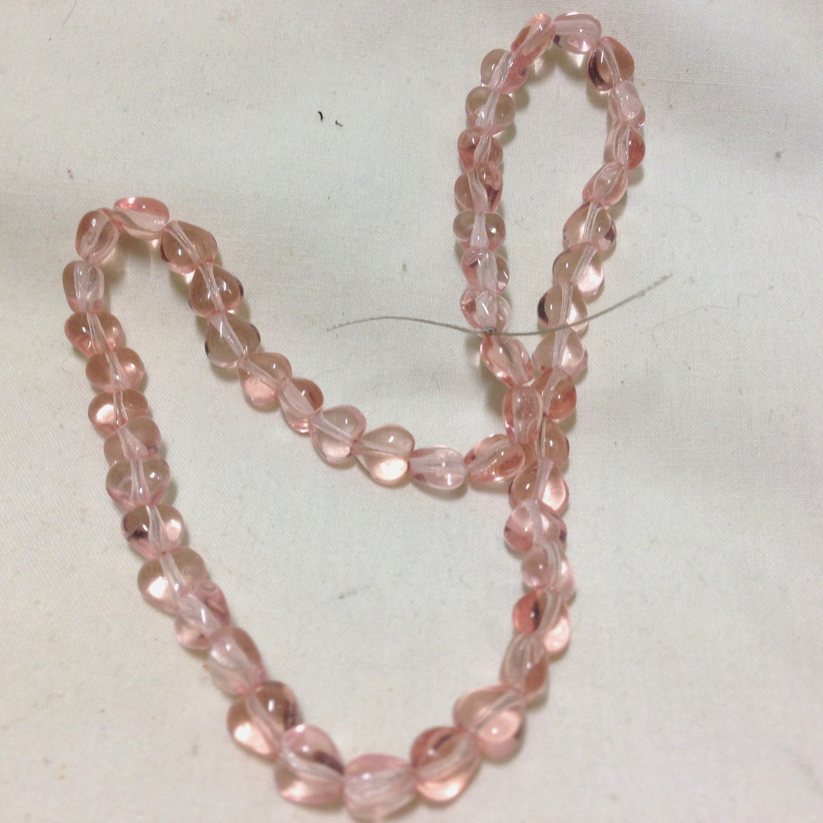 6mm Transparent Pink Czech Glass Puffed Heart Beads (Approx. 50 beads/strand)