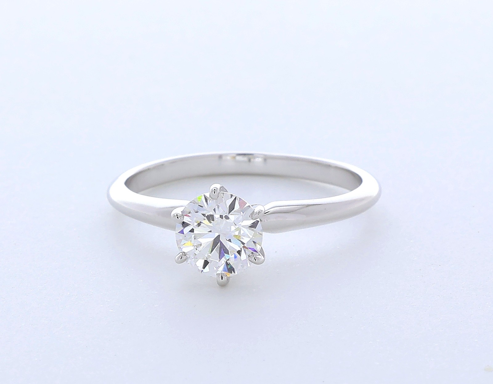 Solitaire Engagement Ring 14K White Gold 0.98 CT Round Lab-Grown Diamond F VVS2