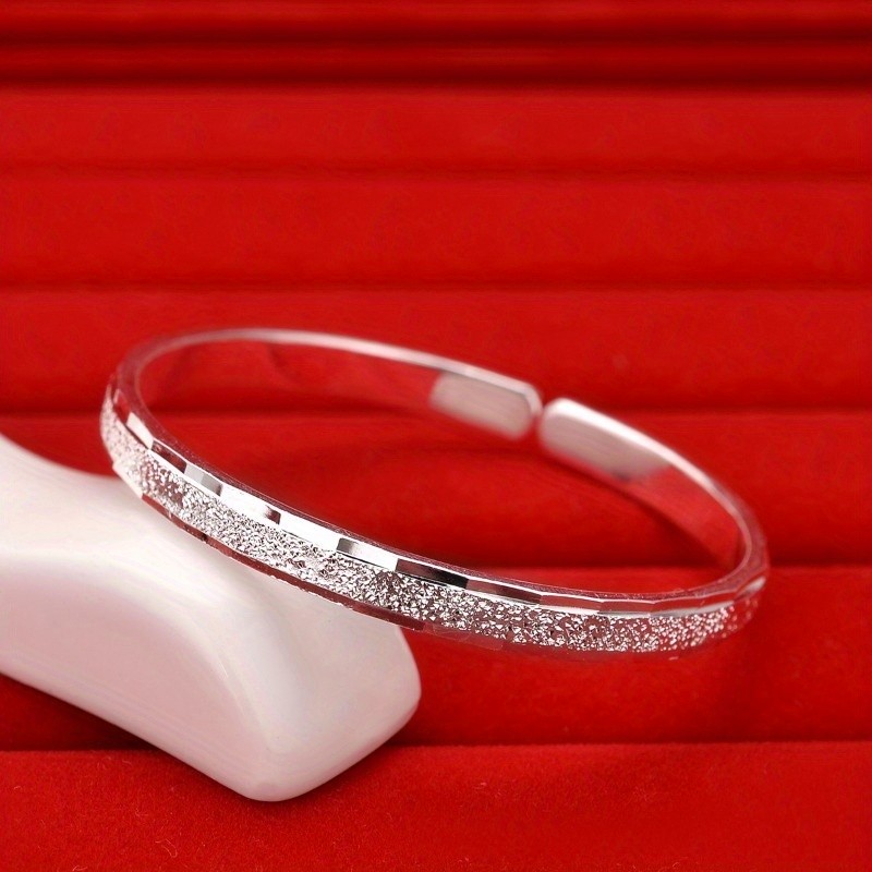Silvery Women’s Fashion Simple Opening Bracelet Adjustable Copper Bracelet