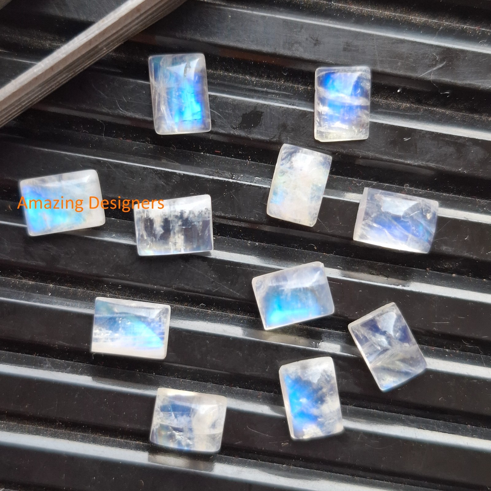 Natural Rainbow Moonstone Rectangle Cabochon 6x8mm to 12x16mm Loose Gemstone