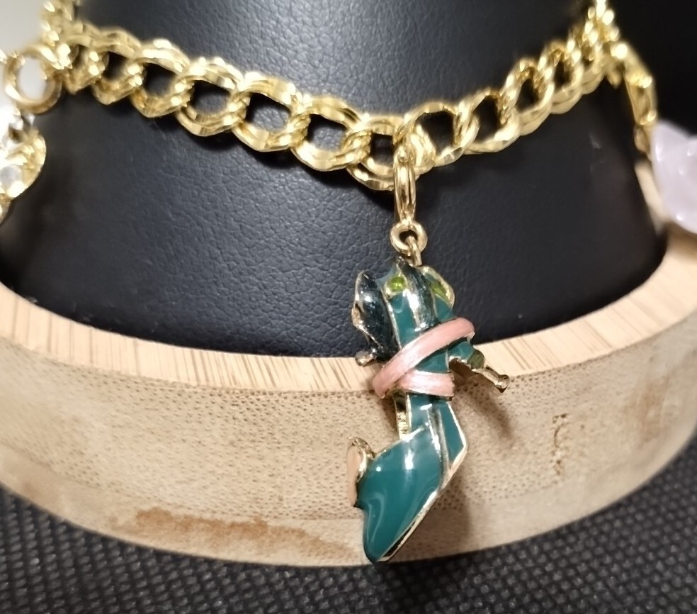 KJL Kenneth Jay Lane Charm Bracelet Peace Dove Lucite Rose Apple Calla Lily Shoe
