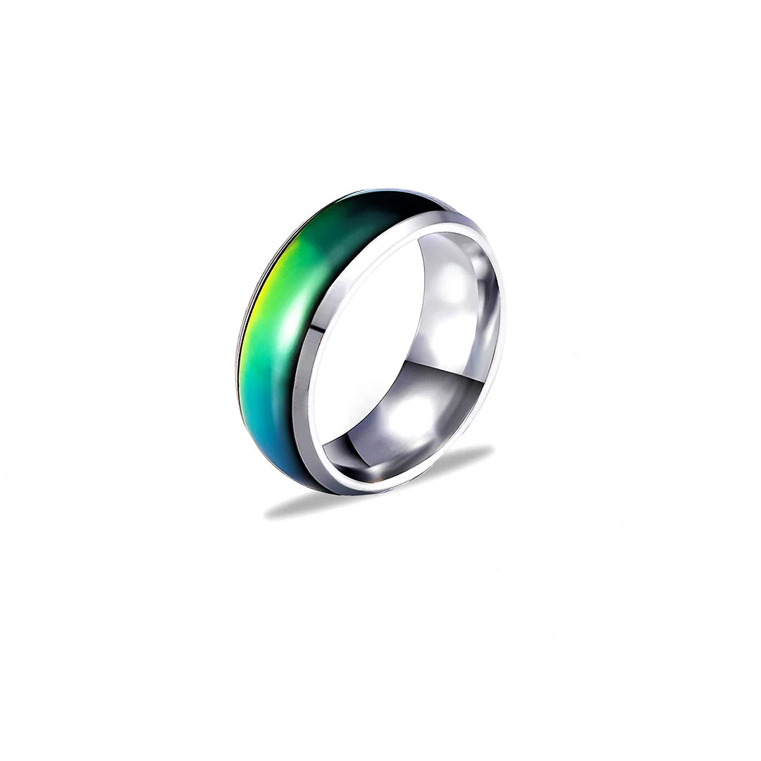 Mood Ring Band Silver Tone Metal Color Changing Stainless Steel Size 10