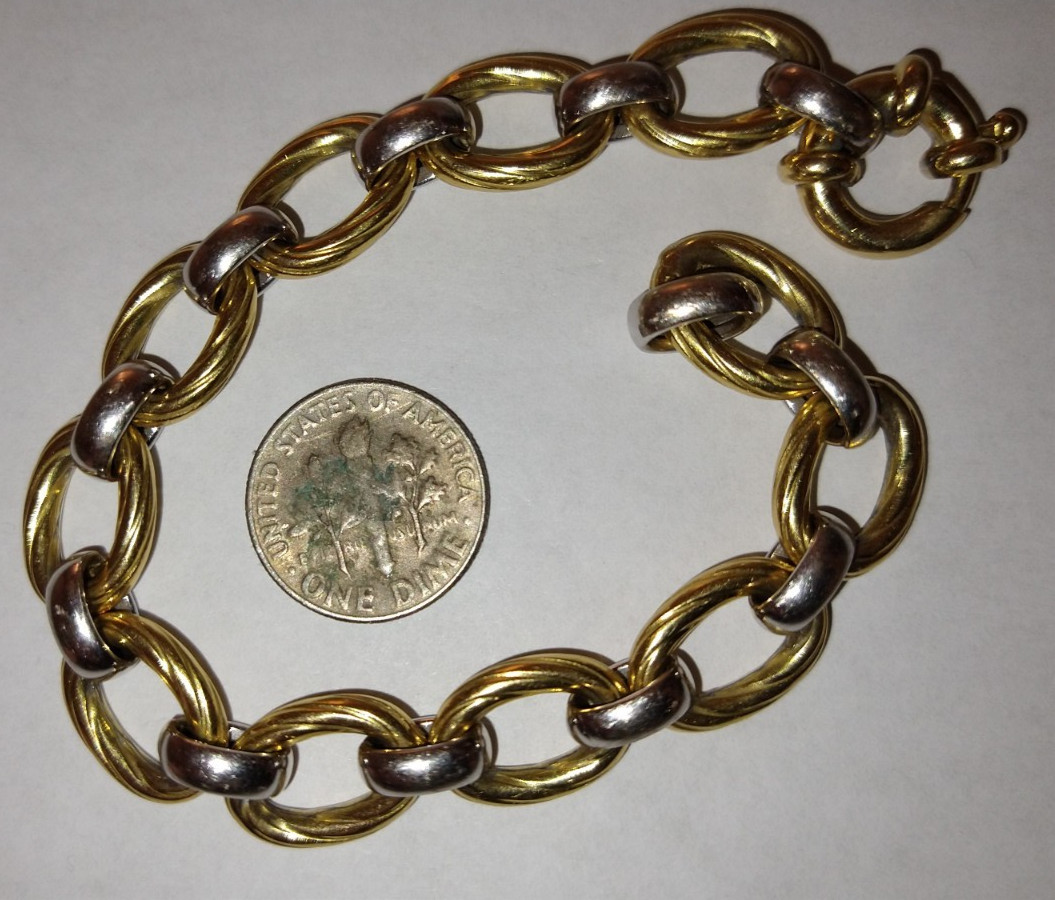 18k white and yellow gold Italian 10.8mm bracelet 20.42 grams – 7.25″