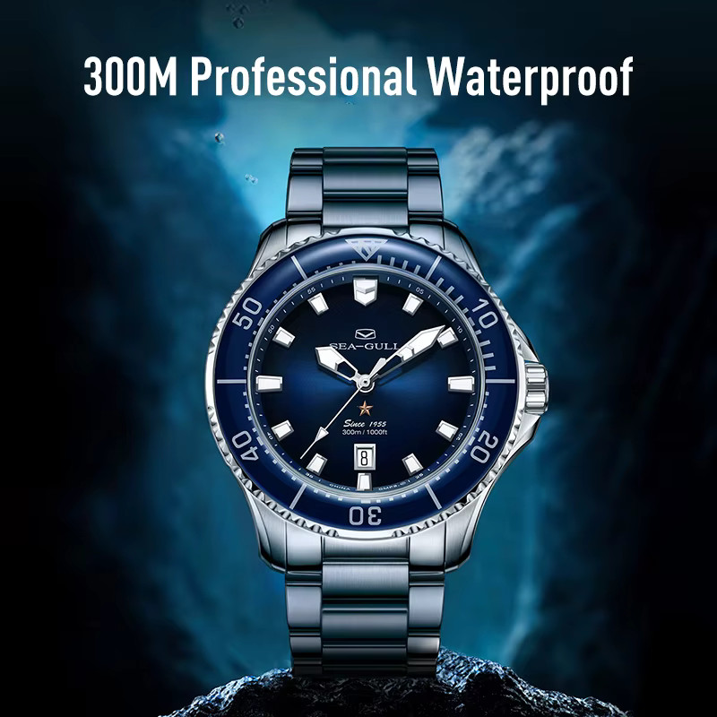 Seagull Automatic 40mm Watch Ocean Diver Wristwatch 300m 30ATM Waterproof