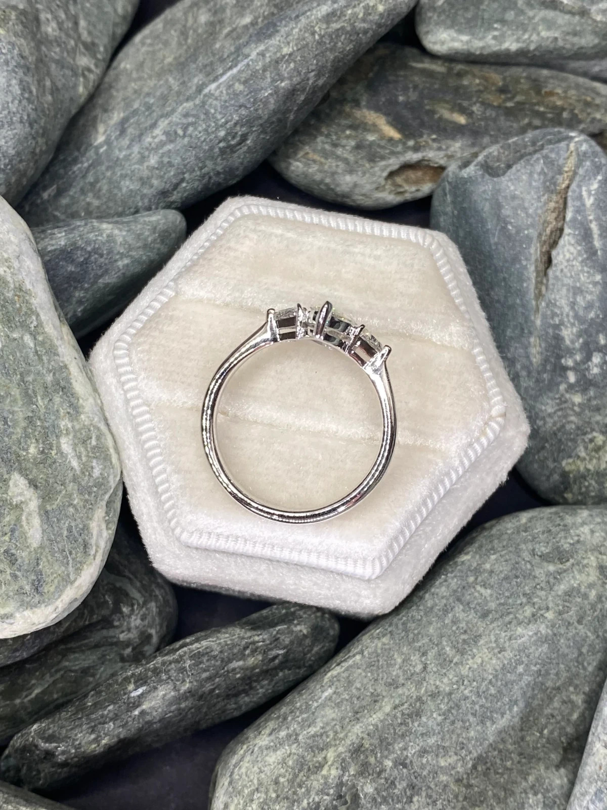 2 CT Marquise Cut Moissanite Three Stone Engagement Ring 14K White Gold Plated