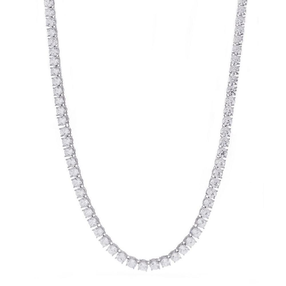Unisex 3mm 4mm 5mm 1 Row 925 Sterling Silver Tennis Chain ANTI TARNISH Necklace