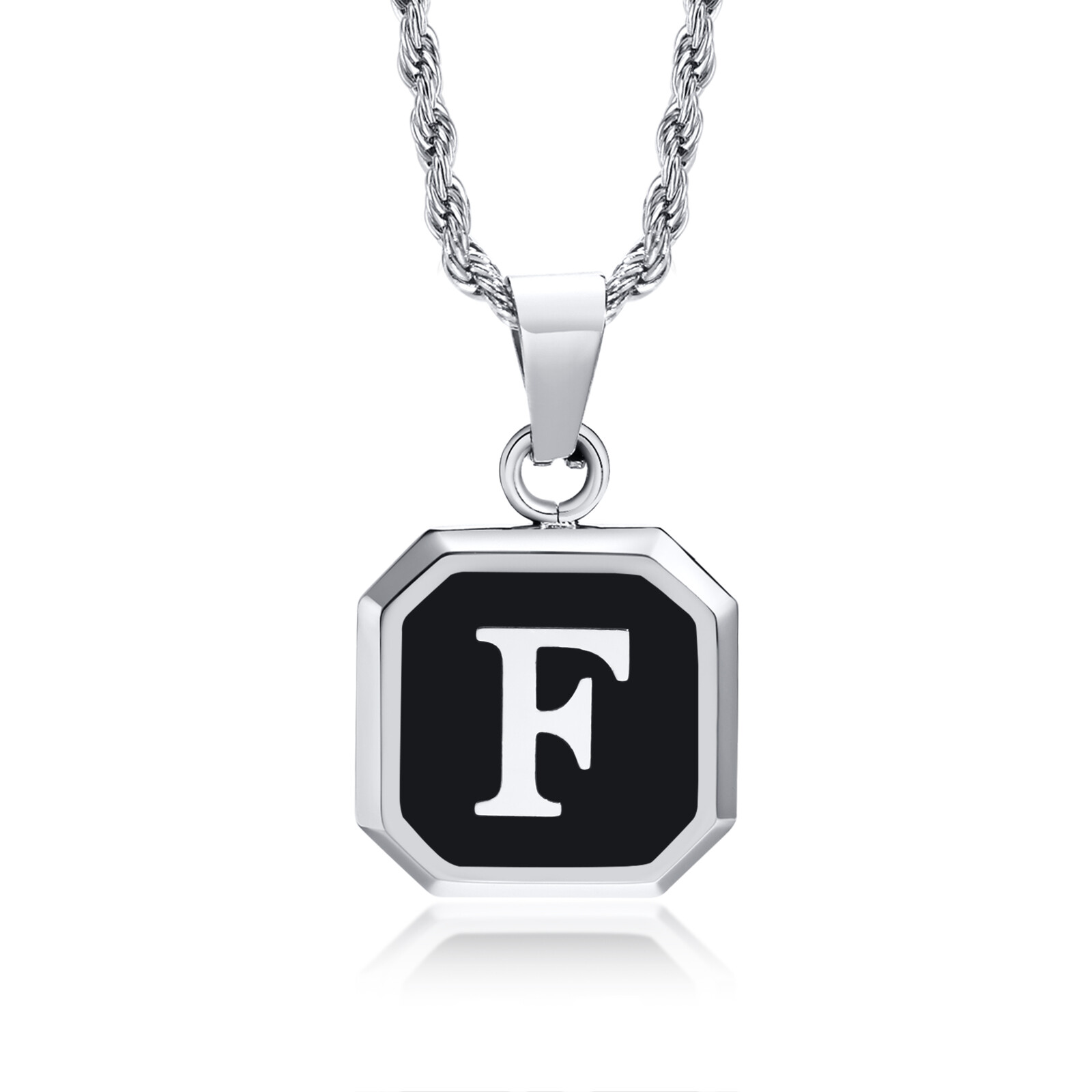 Vnox Initial Necklaces for Men Stylish Letter A-Z Pendant Geometric Chain Gifts