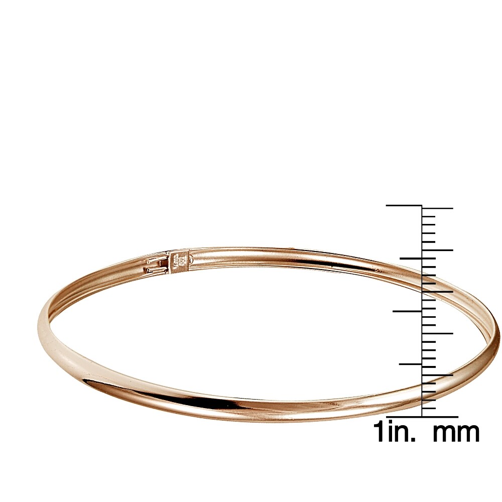 Rose Gold Tone over Sterling Silver Polished Flex Bangle Bracelet