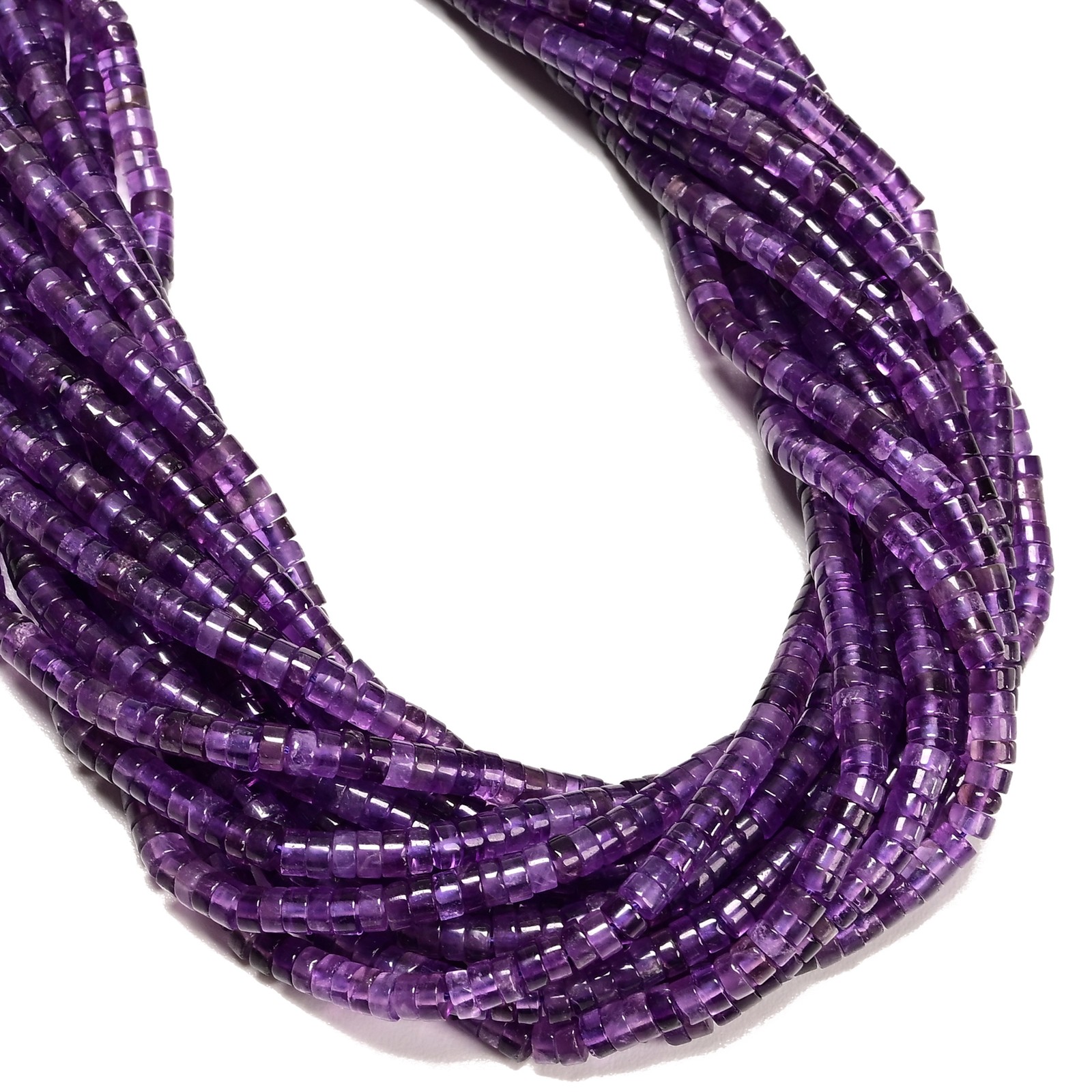 Natural Dark Amethyst Heishi Disc Beads Size 2x4mm 15.5” Strand