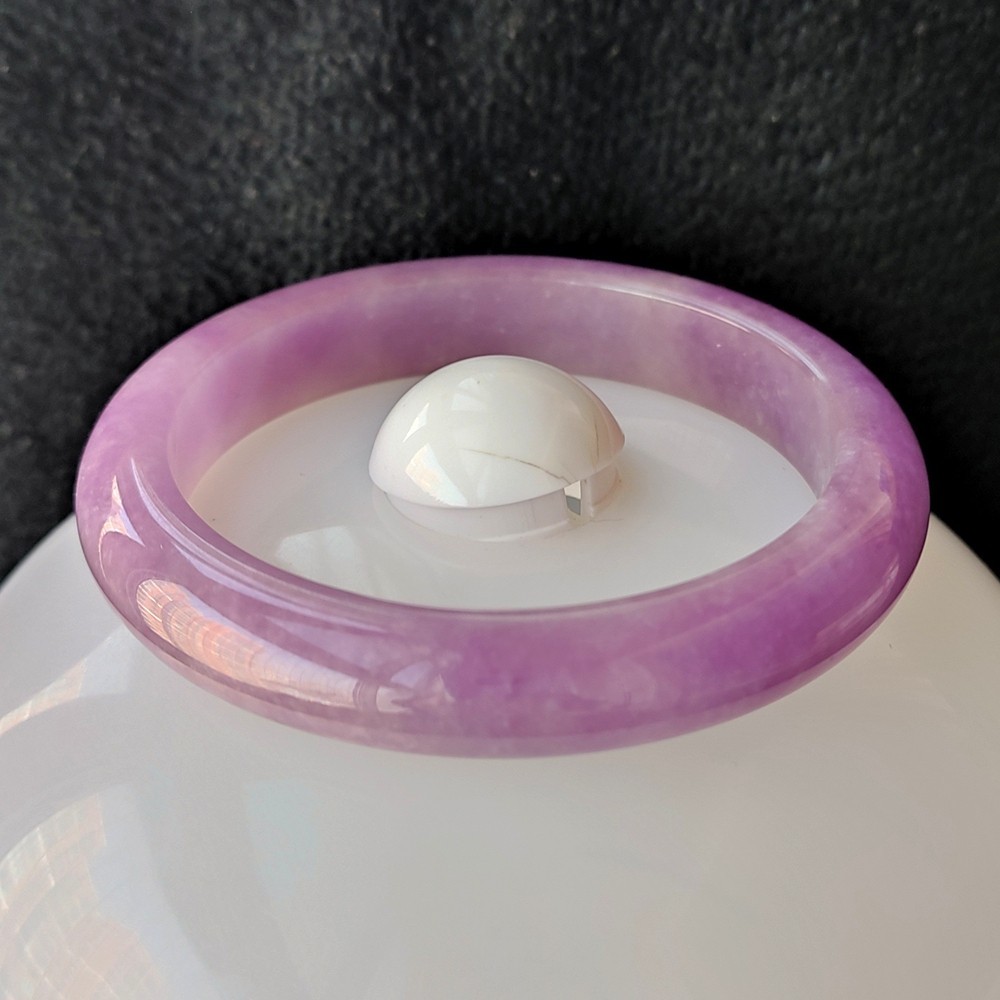 Certified Grade A Lavender 58mm Natural Burma Jade jadeite Bangle Bracelet 4325