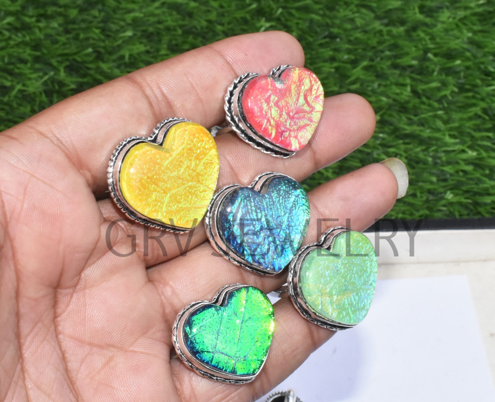 1-500 Pcs Australian Triplet Opal In Heart Rings Lot Bulk: Silver Plated Whr-71