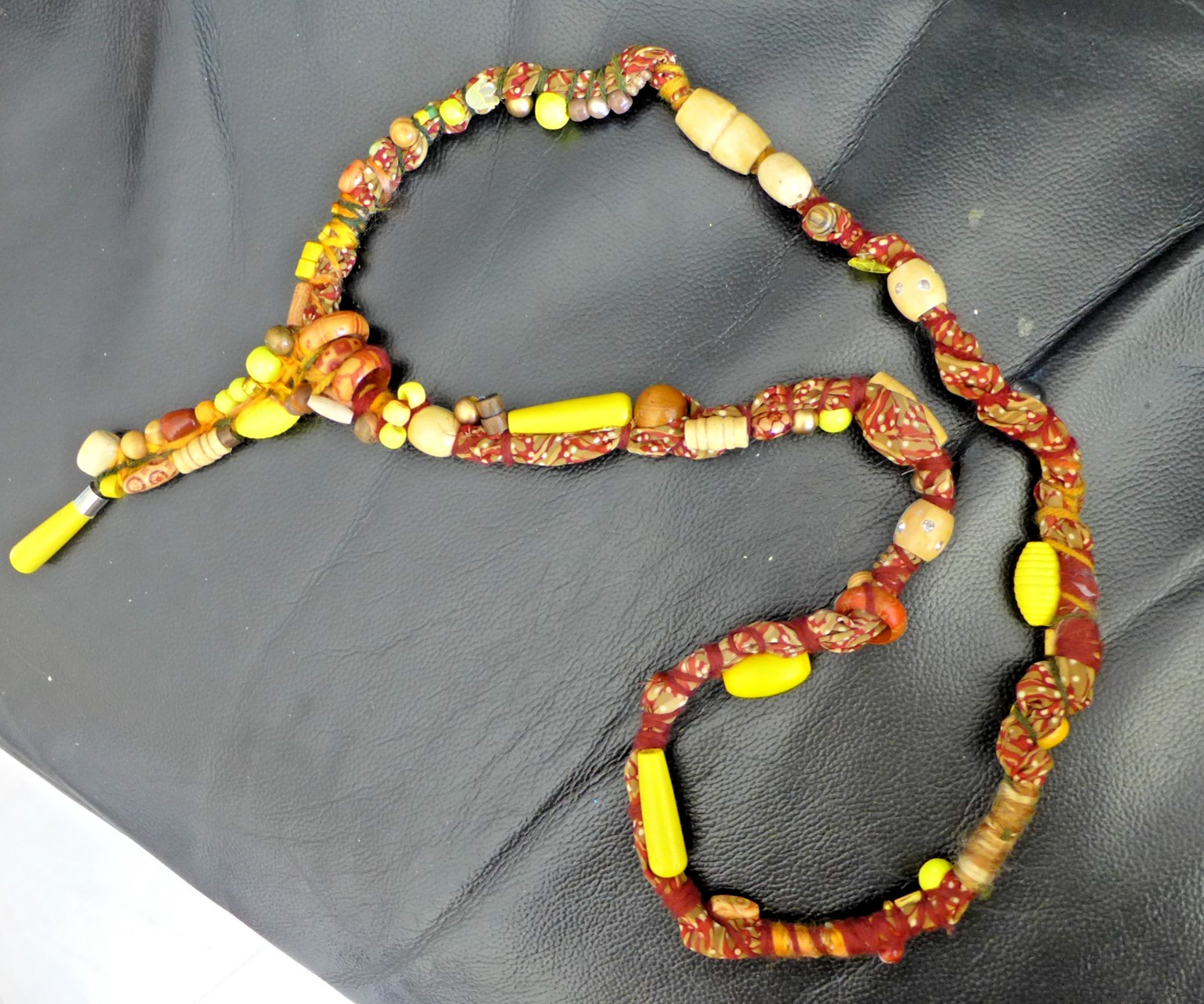 Handmade Fabric Necklace Fiber Art Beads Direct From Artist One Of A Kind