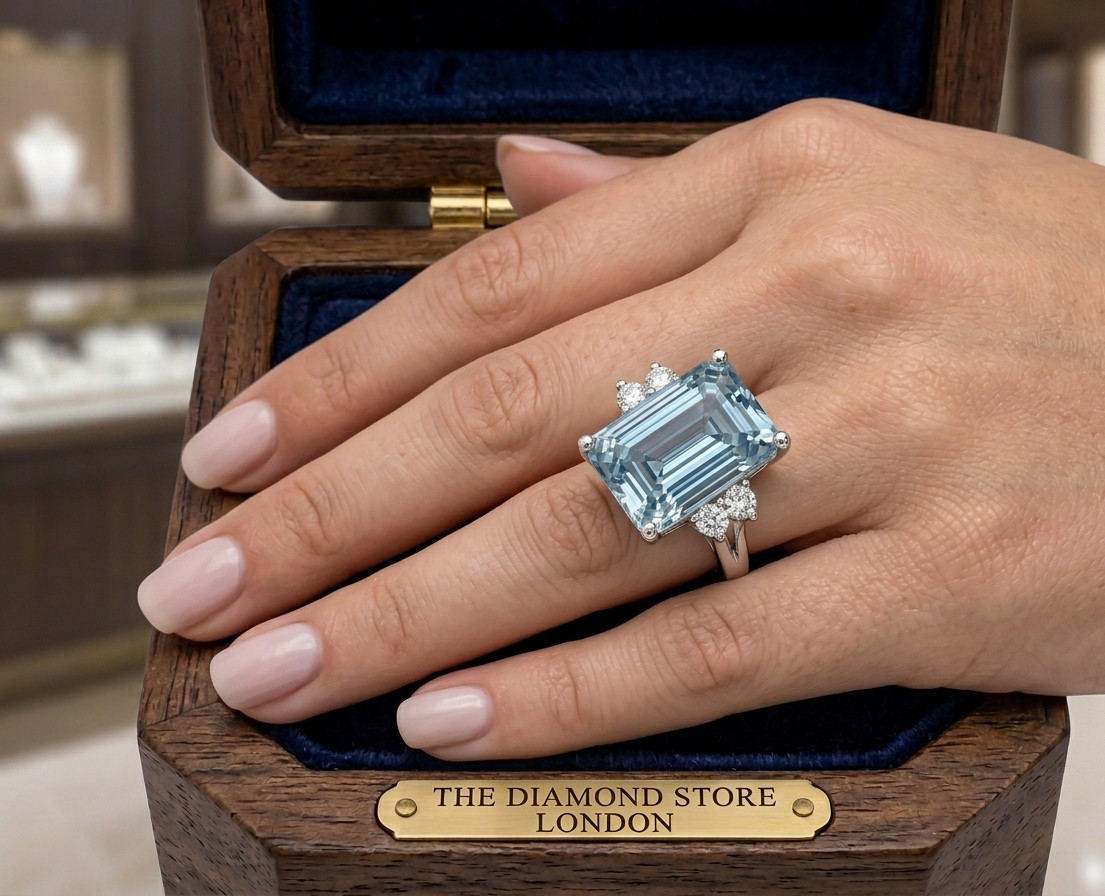 8.00 Ct Certified Emerald Cut Blue Natural Diamond Engagement Ring Great Shine