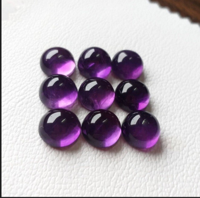 Natural Purple Amethyst Round Shape Cabochon Gemstone for Jewelry Like Rings,