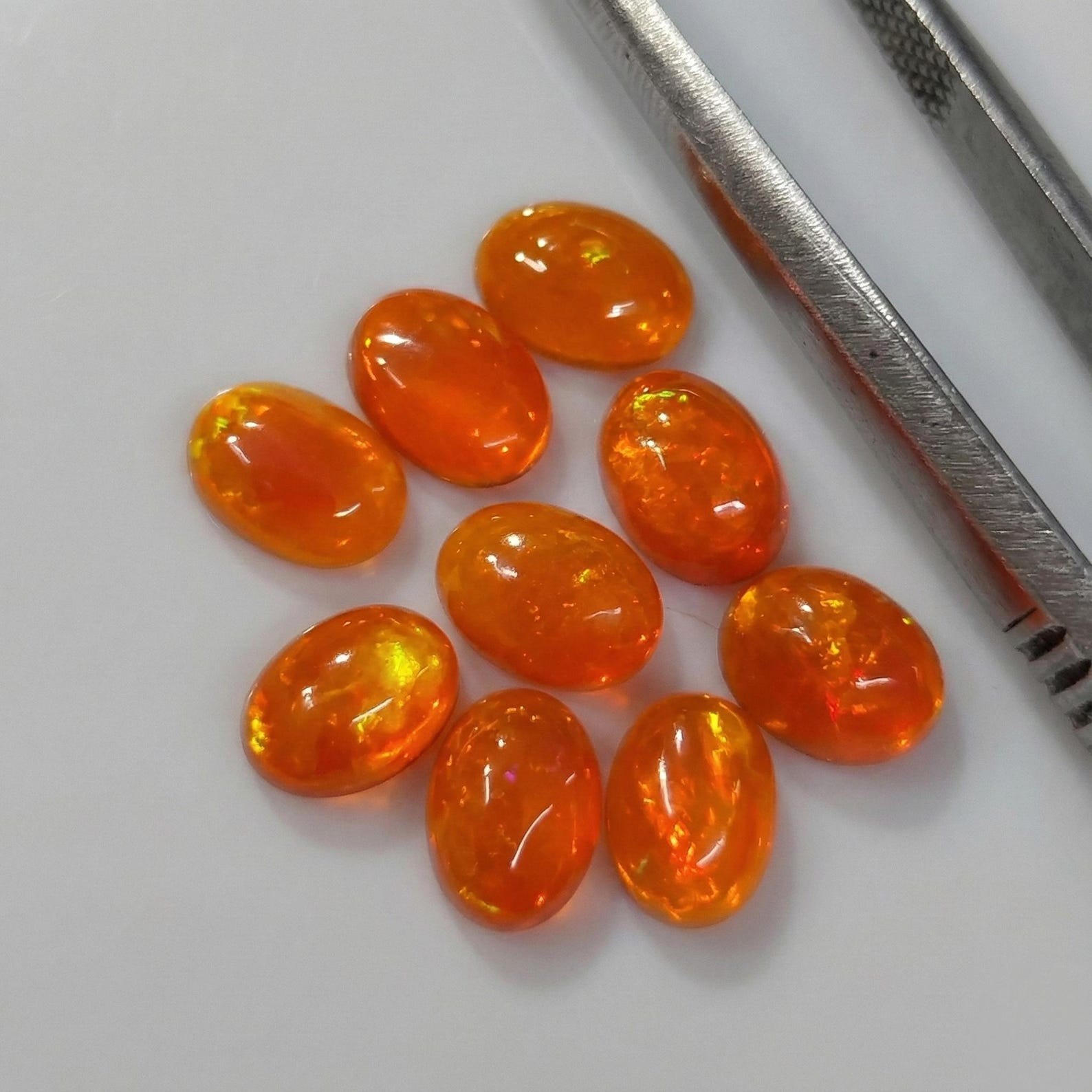 Natural Orange Ethopian Opal Oval Cabochon 3x5mm To 8x10mm Loose Gemstone