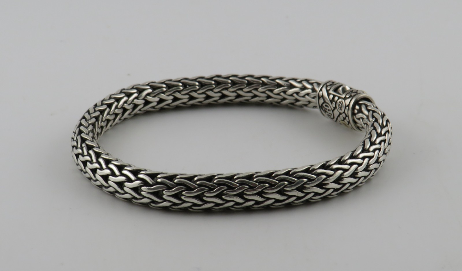 John Hardy Sterling Silver & 18K Yellow Gold Dot Braided Woven Bracelet 7″ #S035