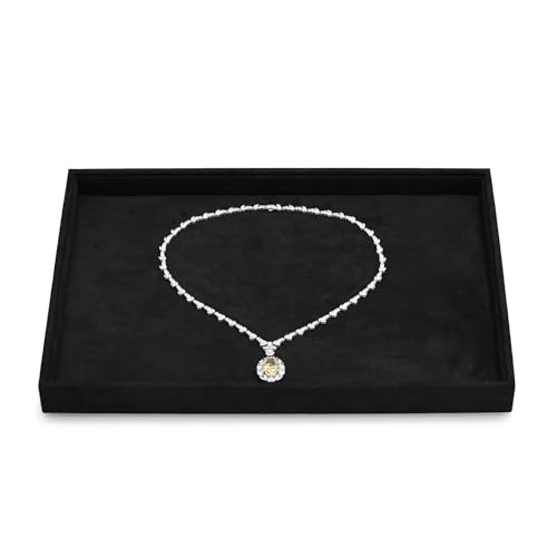 Flat Microfiber Jewelry Tray Necklace Bracelet Bangle Watch 1 Grid Black