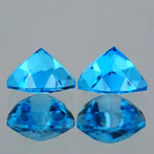 Swiss Blue Topaz Trillion 7.00 mm 2 pieces,Flawless-VVS,Natural Loose Gemstone