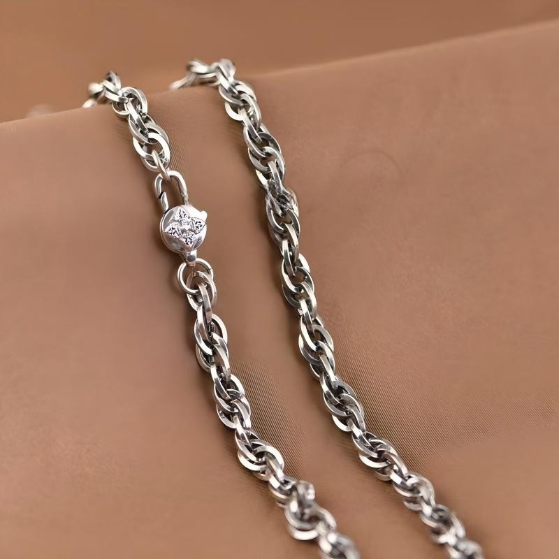 Pure S925 Sterling Silver Chain 6mm Twist Wave Link Necklace 60-61g 25.6inch