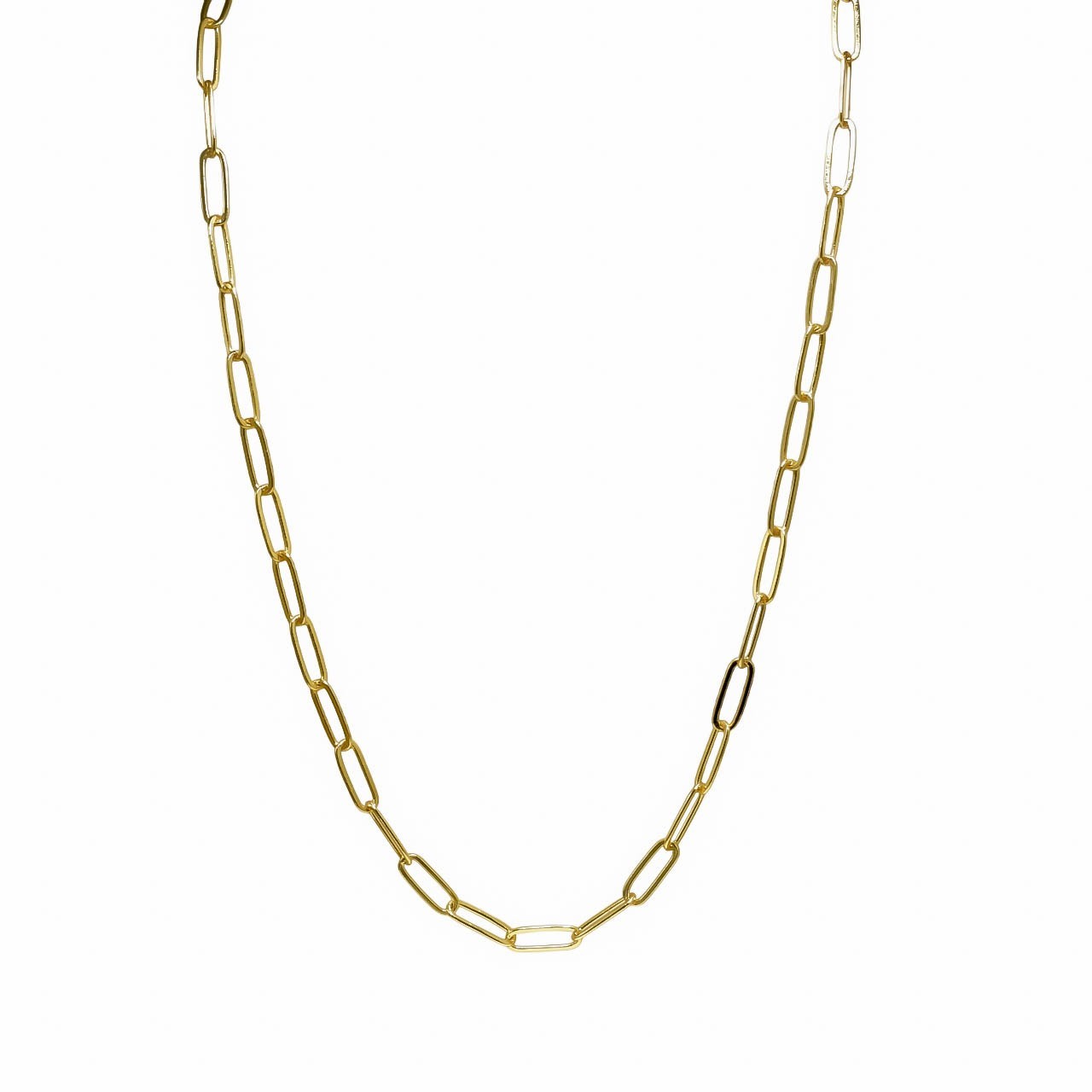 18k Gold Plated Italian 925 Sterling Silver Paperclip Chain Necklace Size-16-30″