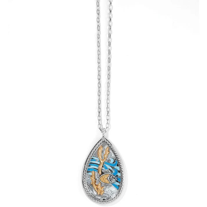 NWTaag Brighton SEA CURRENT SHAKER Fish Coral Waves Crystal Necklace MSRP $158