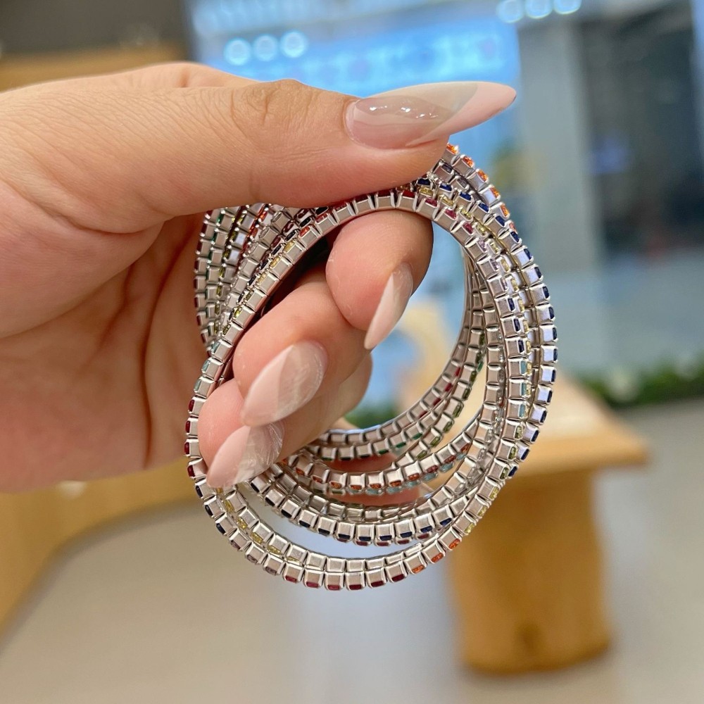 3mm Tennis Bracelet Multicolored 5A Cubic Zirconia S925 Silver for Women Jewelry