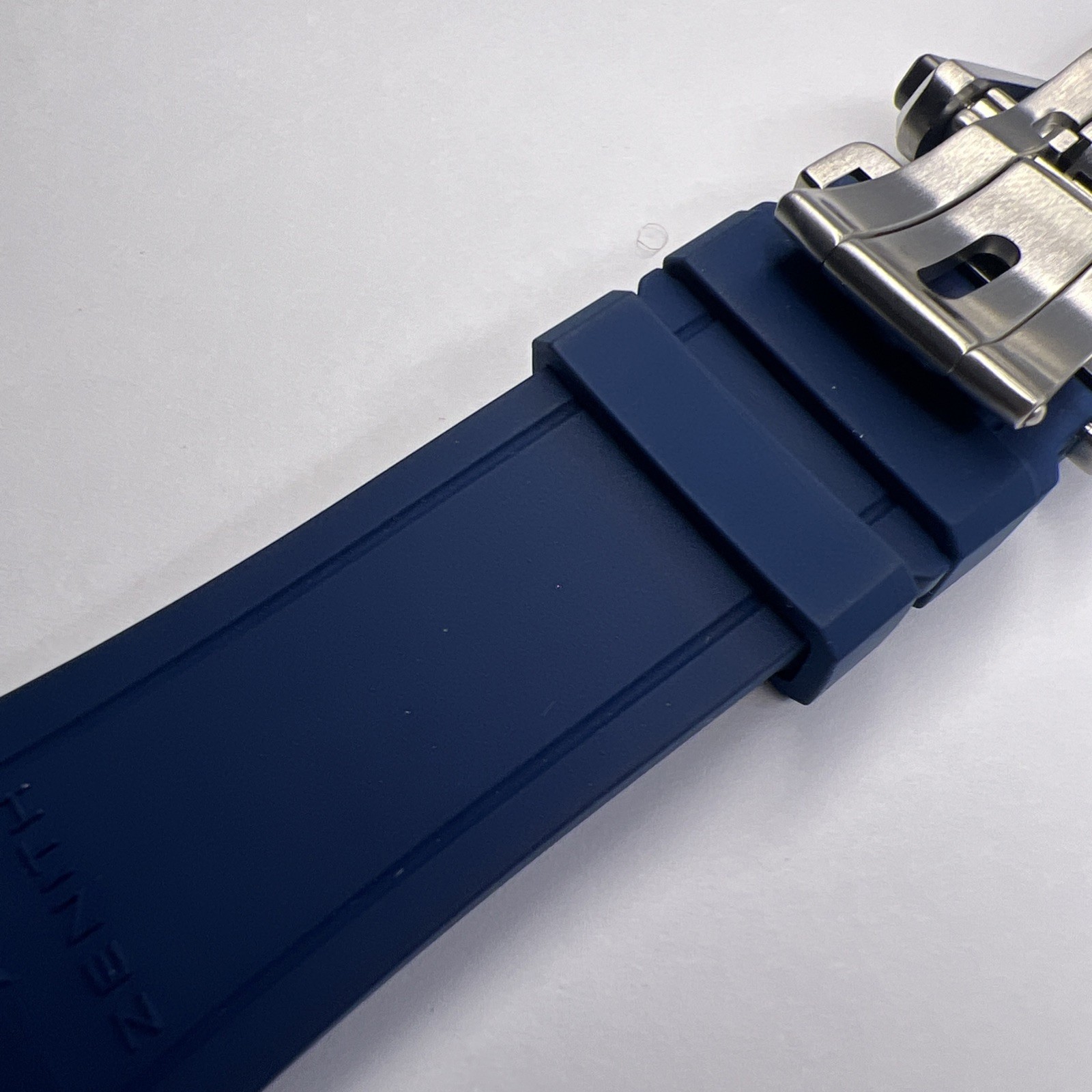 Zenith Blue Rubber Strap & 20mm Stainless Steel Deployant Clasp For Defy Extreme