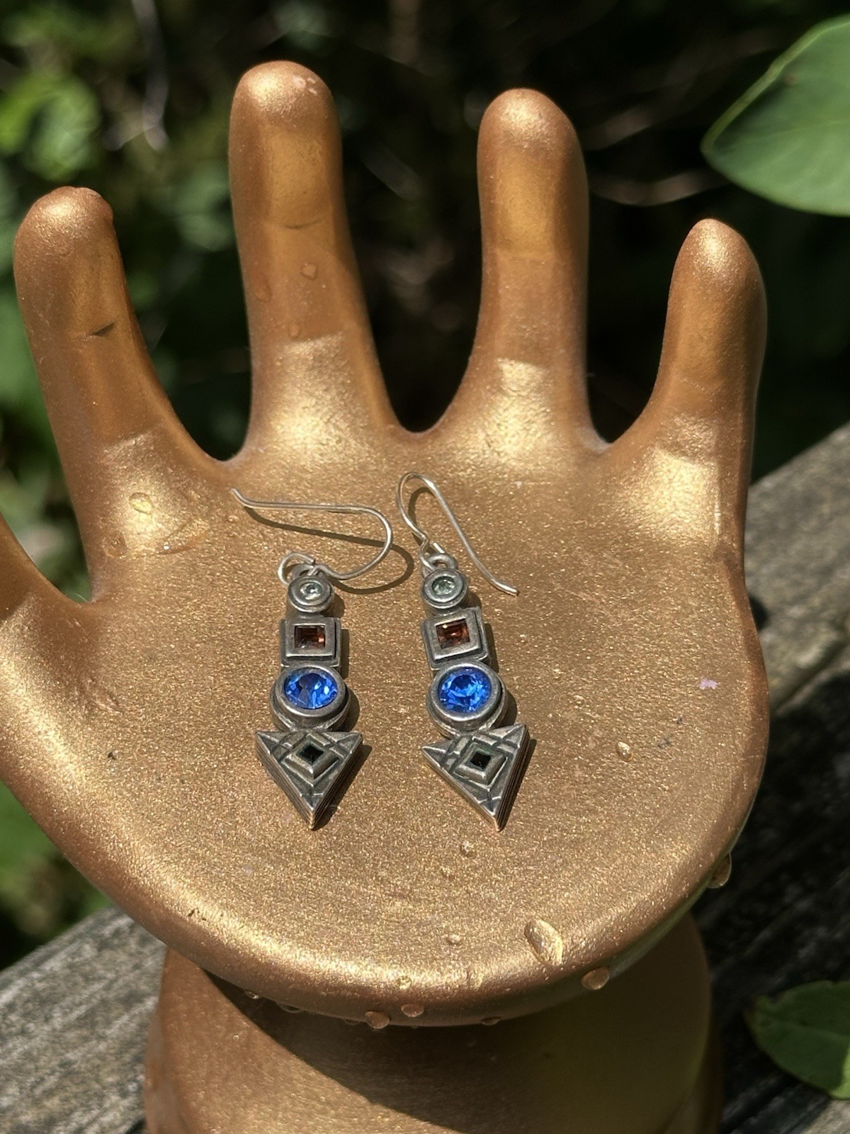 Patricia Locke Silver Tone Dangle, Blue And Silver Earrings