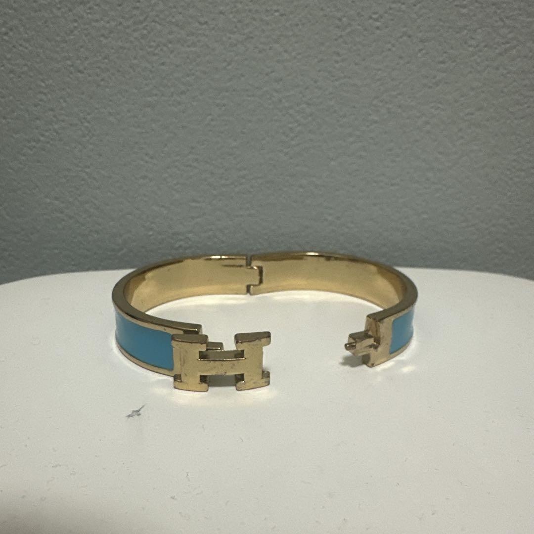 Hermès Click H Turquoise and Pink Gold Bracelet, 16cm Wrist Circumference Used