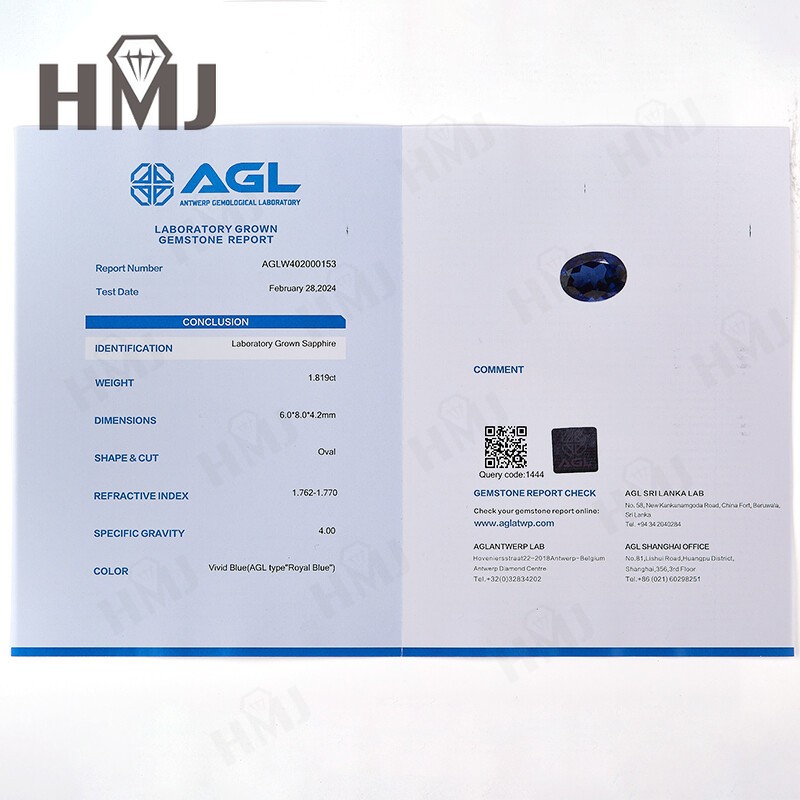 Emerald Shape Lab Created Royal Blue Sapphire Stones AGL Jewelry Loose Gemstones
