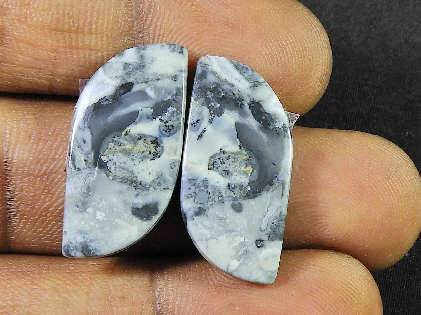 24Cts. Natural Maligano Jasper (12mm X 24mm each) Fancy Cabochon Match Pair