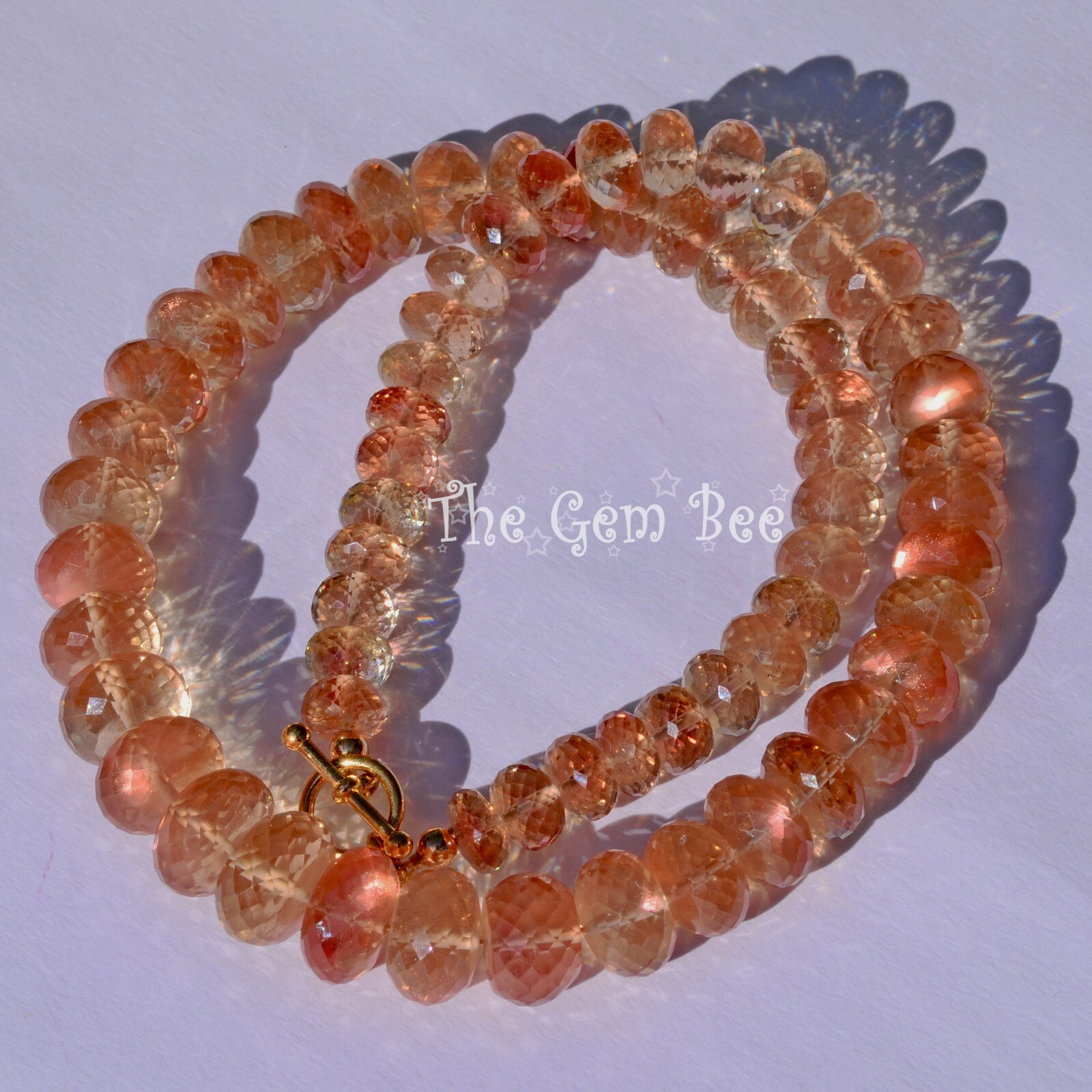 Rare Large 425CT 8.3mm-14.2mm Oregon Sunstone Faceted Size Rondelle Beads 18″ St