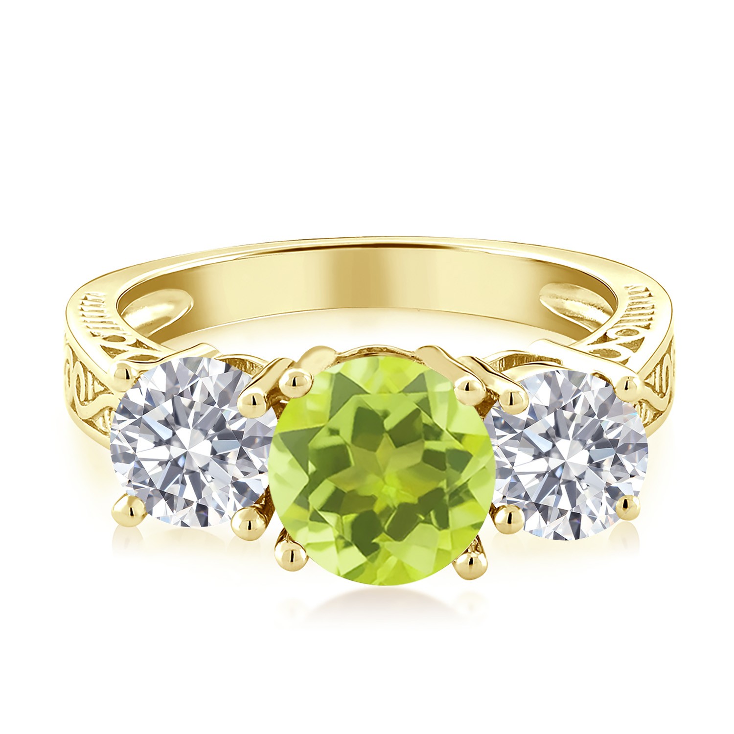18K Yellow Gold Plated Silver Yellow Lemon Quartz and Lab Grown Diamond