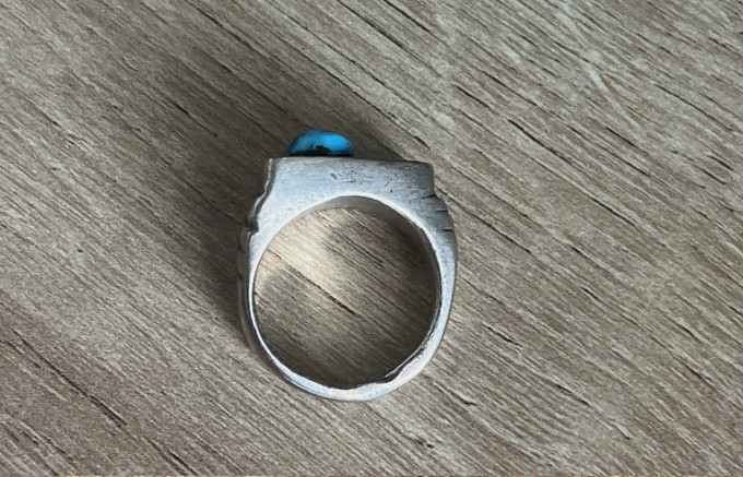Vintage Southwestern BLUE TURQUOISE & RED CORAL Ring-Size 10-VERY NICE!!