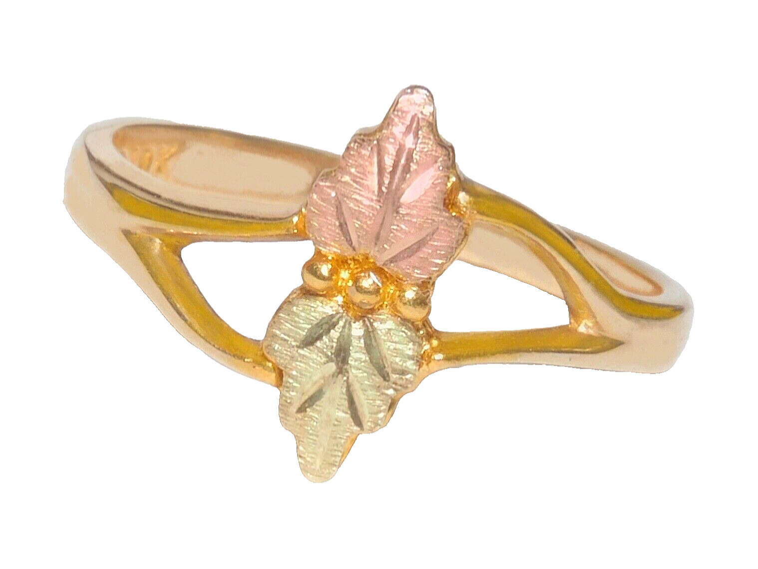 Black Hills Gold 10k Landstrom’s Two Leaf Ring Size 6